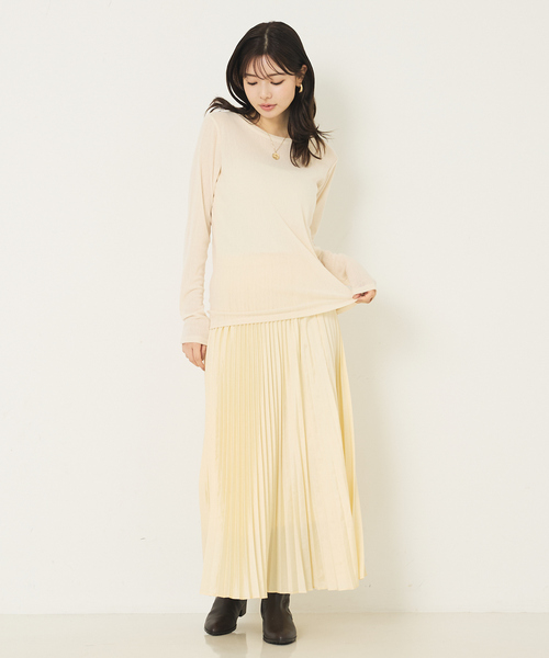 abahouse mavie（アバハウスマヴィ）の「ソフトチュールロンT（Tシャツ/カットソー・レディース・ブラック/チャコールグレー/クリーム/ホワイト・フリー）」の11枚目の写真