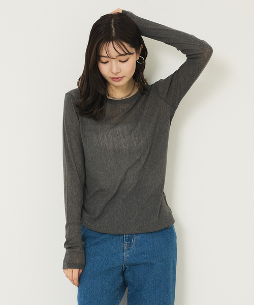 abahouse mavie（アバハウスマヴィ）の「ソフトチュールロンT（Tシャツ/カットソー・レディース・ブラック/チャコールグレー/クリーム/ホワイト・フリー）」の15枚目の写真