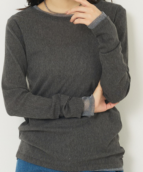 abahouse mavie（アバハウスマヴィ）の「ソフトチュールロンT（Tシャツ/カットソー・レディース・ブラック/チャコールグレー/クリーム/ホワイト・フリー）」の16枚目の写真