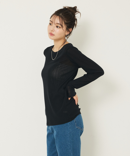 abahouse mavie（アバハウスマヴィ）の「ソフトチュールロンT（Tシャツ/カットソー・レディース・ブラック/チャコールグレー/クリーム/ホワイト・フリー）」の20枚目の写真