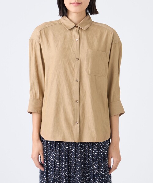 TRANS WORK（トランスワーク）の「【L】【ウォッシャブル】割繊シャンブレーブラウス（シャツ/ブラウス・レディース・ネイビー/ベージュ系その他5・44/46）」の5枚目の写真