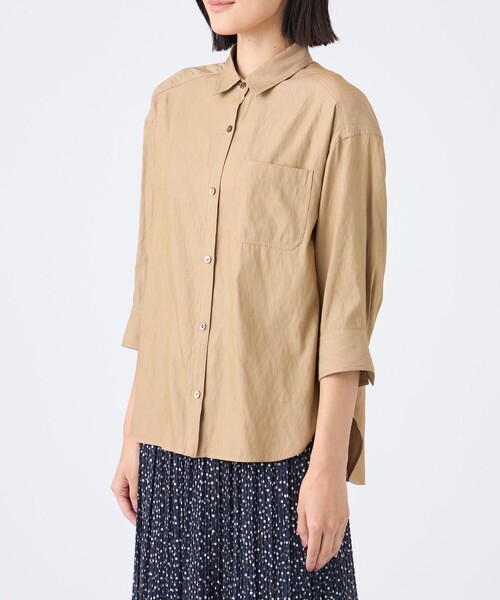 TRANS WORK（トランスワーク）の「【L】【ウォッシャブル】割繊シャンブレーブラウス（シャツ/ブラウス・レディース・ネイビー/ベージュ系その他5・44/46）」の6枚目の写真