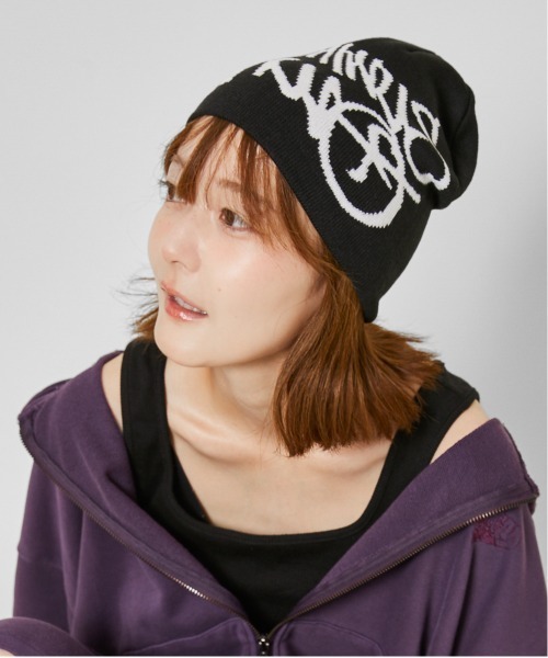 GORGE（ゴージ）の「《ストリートロゴ×ユニセックス》ボーイビーニー ニット帽 ストリート系 防寒アイテム☆（ニットキャップ/ビーニー・レディース・ブラック/グレー/オフホワイト・F）」の8枚目の写真