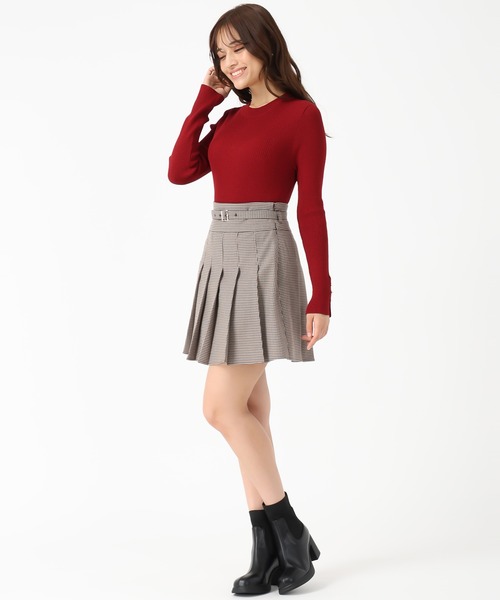 セール】2025秋冬新作 ベルト付きタックミニスカート（スカート