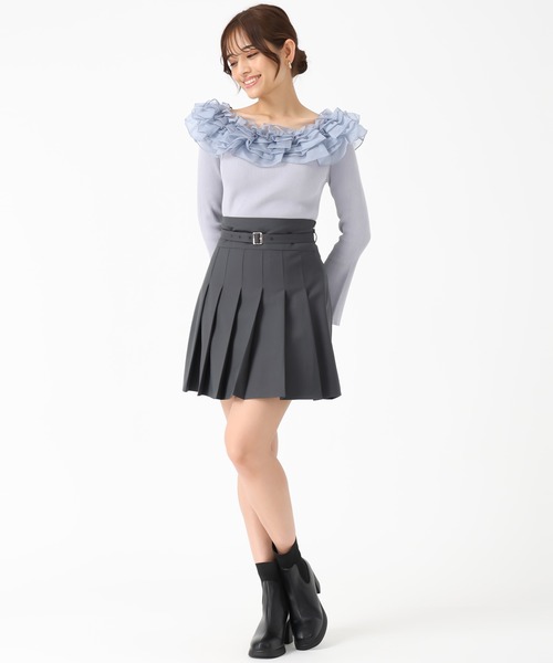 セール】2025秋冬新作 ベルト付きタックミニスカート（スカート