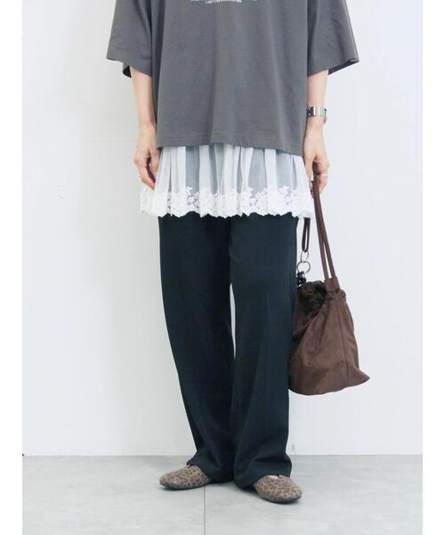 Samansa Mos2 blue(サマンサモスモスブルー)の「カットジョーゼットセミフレアパンツ(その他パンツ・レディース・カーキ/ブラック/ブラウン・F)」の1枚目の写真