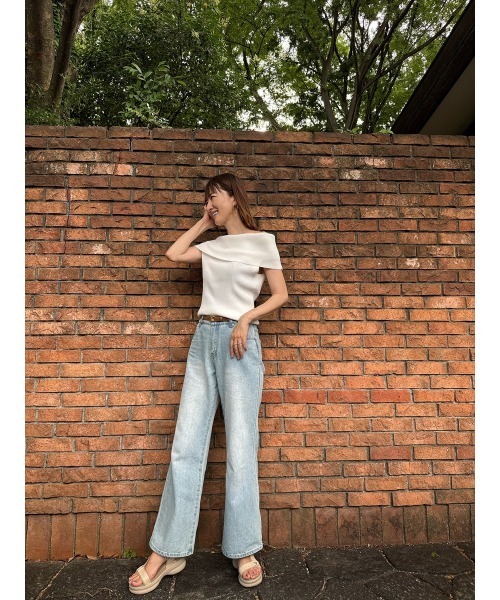 Day and Grade(デイアンドグレイド)の「【前田ゆかセレクト】オフショルリブトップス(ニット/セーター・レディース・ホワイト・FREE)」の12枚目の写真