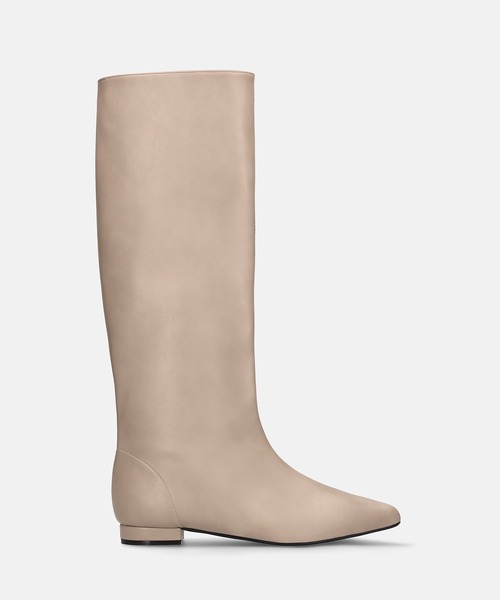 MAMIAN（マミアン）の「ワイドシャフト フラット ロングブーツ（ブーツ・レディース・ブラック/グレイッシュベージュ・L/M/S/LL）」の9枚目の写真