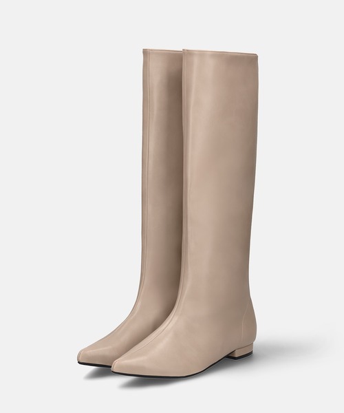 セール】ワイドシャフト フラット ロングブーツ（ブーツ）｜MAMIAN