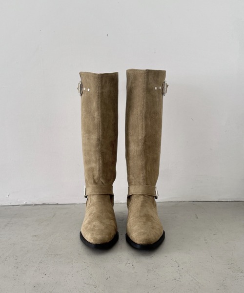 CLEA（クレア）の「フェイクスエードウエスタンロングブーツ（ブーツ・レディース・ベージュ/ブラック・24.5cm/23.5cm）」の21枚目の写真