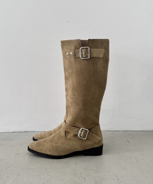 CLEA（クレア）の「フェイクスエードウエスタンロングブーツ（ブーツ・レディース・ベージュ/ブラック・24.5cm/23.5cm）」の20枚目の写真
