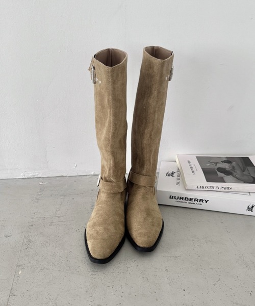 CLEA（クレア）の「フェイクスエードウエスタンロングブーツ（ブーツ・レディース・ベージュ/ブラック・24.5cm/23.5cm）」の19枚目の写真