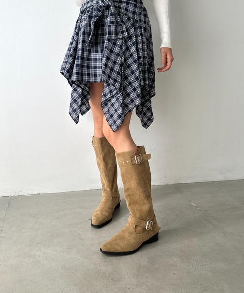 CLEA（クレア）の「フェイクスエードウエスタンロングブーツ（ブーツ・レディース・ベージュ/ブラック・24.5cm/23.5cm）」の17枚目の写真