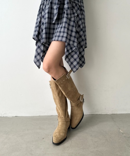 CLEA（クレア）の「フェイクスエードウエスタンロングブーツ（ブーツ・レディース・ベージュ/ブラック・24.5cm/23.5cm）」の18枚目の写真