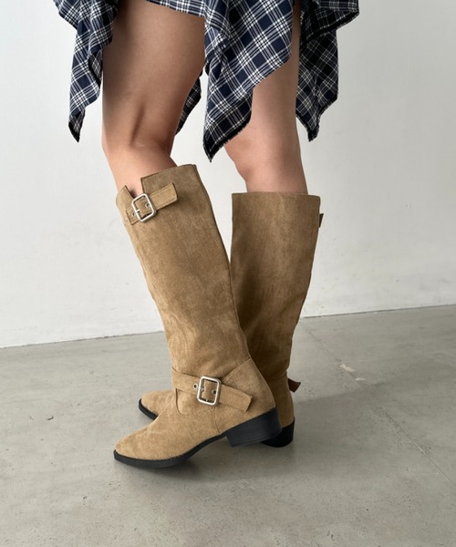 CLEA（クレア）の「フェイクスエードウエスタンロングブーツ（ブーツ・レディース・ベージュ/ブラック・24.5cm/23.5cm）」の13枚目の写真