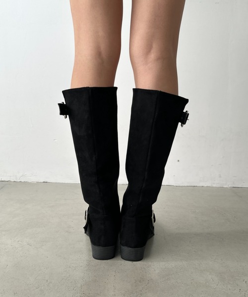 CLEA（クレア）の「フェイクスエードウエスタンロングブーツ（ブーツ・レディース・ベージュ/ブラック・24.5cm/23.5cm）」の6枚目の写真