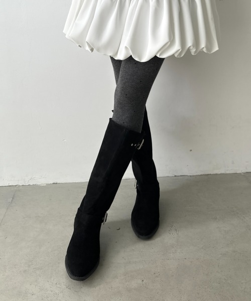 CLEA（クレア）の「フェイクスエードウエスタンロングブーツ（ブーツ・レディース・ベージュ/ブラック・24.5cm/23.5cm）」の10枚目の写真