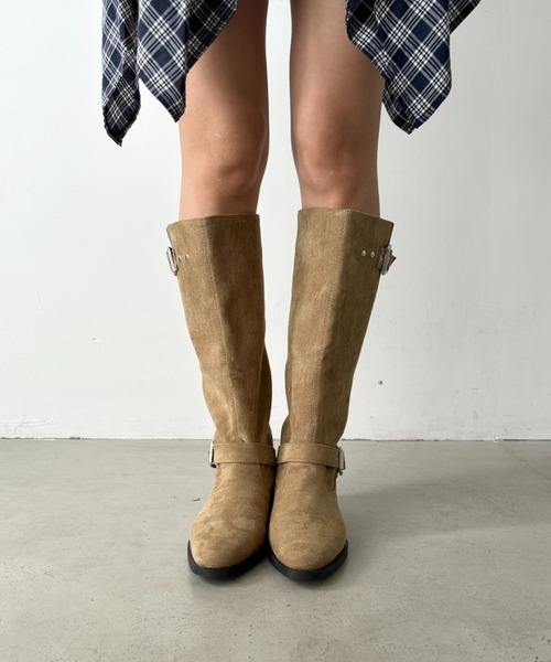 CLEA（クレア）の「フェイクスエードウエスタンロングブーツ（ブーツ・レディース・ベージュ/ブラック・24.5cm/23.5cm）」の12枚目の写真