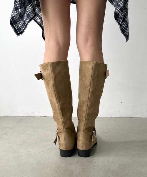 CLEA（クレア）の「フェイクスエードウエスタンロングブーツ（ブーツ・レディース・ベージュ/ブラック・24.5cm/23.5cm）」の14枚目の写真