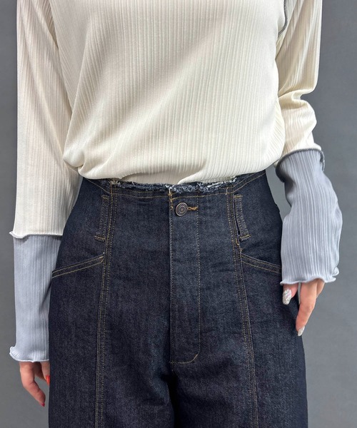 NICOLE white(ニコルホワイト)の「カットオフデニムパンツ(デニムパンツ・レディース・インディゴブルー/ブルー・FREE)」の17枚目の写真