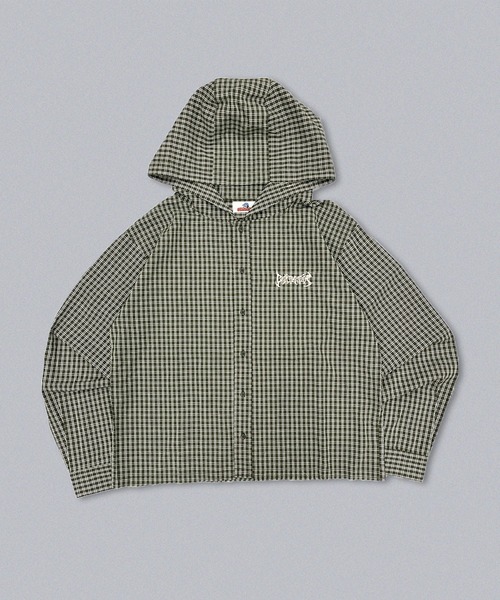 centimeter(センチメーター)の「Tribal logo check hooded shirt(シャツ/ブラウス・メンズ・グレー/カーキ/ネイビー・LARGE/MEDIUM)」の3枚目の写真