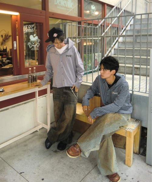 centimeter(センチメーター)の「Tribal logo check hooded shirt(シャツ/ブラウス・メンズ・グレー/カーキ/ネイビー・LARGE/MEDIUM)」の5枚目の写真