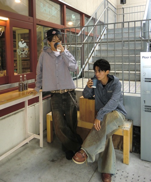 centimeter(センチメーター)の「Tribal logo check hooded shirt(シャツ/ブラウス・メンズ・グレー/カーキ/ネイビー・LARGE/MEDIUM)」の6枚目の写真