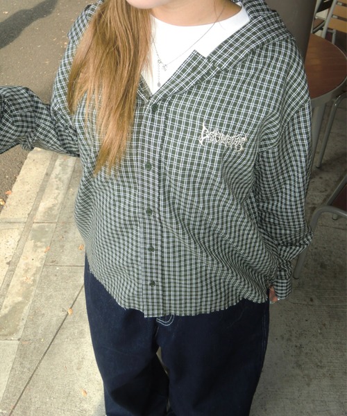 centimeter(センチメーター)の「Tribal logo check hooded shirt(シャツ/ブラウス・メンズ・グレー/カーキ/ネイビー・LARGE/MEDIUM)」の15枚目の写真