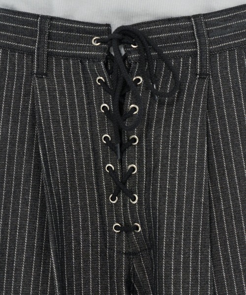 WISH FOR EVER（ウィッシュフォーエバー）の「ASSORT LACEUP WIDE CURVE  PANTS / アソートレースアップワイドカーブパンツ（デニムパンツ・メンズ・インディゴブルー/ブラック・MEDIUM/LARGE/SMALL）」の7枚目の写真