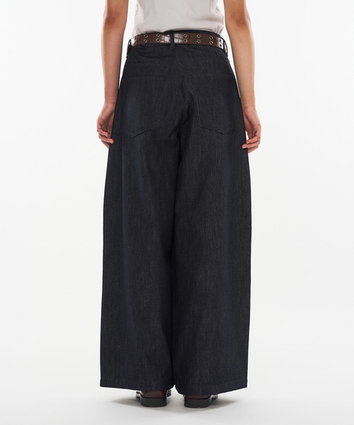 WISH FOR EVER（ウィッシュフォーエバー）の「ASSORT LACEUP WIDE CURVE  PANTS / アソートレースアップワイドカーブパンツ（デニムパンツ・メンズ・インディゴブルー/ブラック・MEDIUM/LARGE/SMALL）」の13枚目の写真