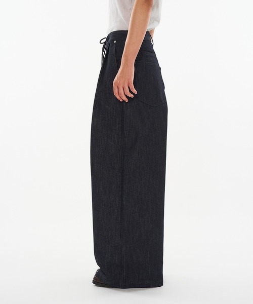 WISH FOR EVER（ウィッシュフォーエバー）の「ASSORT LACEUP WIDE CURVE  PANTS / アソートレースアップワイドカーブパンツ（デニムパンツ・メンズ・インディゴブルー/ブラック・MEDIUM/LARGE/SMALL）」の14枚目の写真