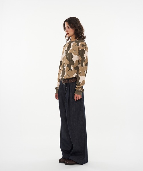 WISH FOR EVER（ウィッシュフォーエバー）の「ASSORT LACEUP WIDE CURVE  PANTS / アソートレースアップワイドカーブパンツ（デニムパンツ・メンズ・インディゴブルー/ブラック・MEDIUM/LARGE/SMALL）」の22枚目の写真