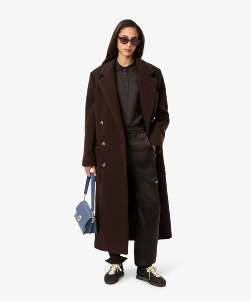 LACOSTE（ラコステ）の「オーバーサイズサテンポロシャツ（ポロシャツ・レディース・ダークブラウン/ホワイト・38/36/34）」の14枚目の写真