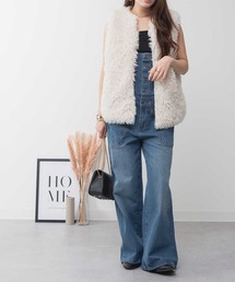 SVEC（シュベック）の「LARU / デニムサロペットワイドパンツ（サロペット/オーバーオール）」