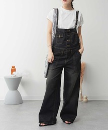 SVEC（シュベック）の「LARU / デニムサロペットワイドパンツ（サロペット/オーバーオール）」