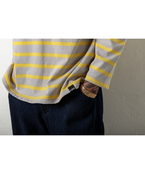 LiSS（リス）の「【Ls】【LiSS】ヘビーウェイトボーダーロンT（Tシャツ/カットソー・メンズ・ホワイト系その他/グレー系その他・2/1）」の6枚目の写真