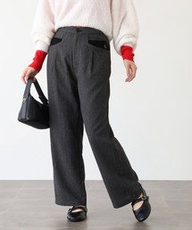 美シルエットのストレートウール混パンツ