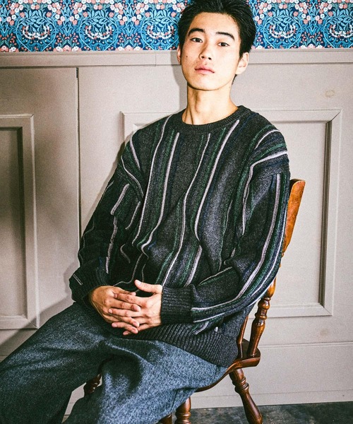 モールストライプニットプルオーバー（ニット/セーター）｜niko and