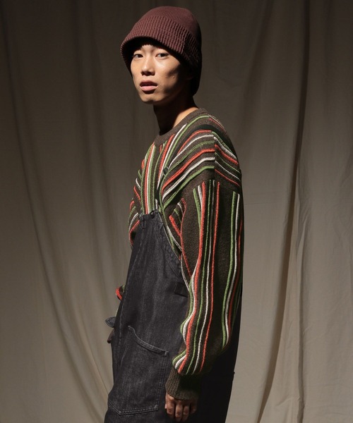 niko and...（ニコアンド）の「モールストライプニットプルオーバー（ニット/セーター・メンズ・ブラウン/ベージュ/チャコール・MEDIUM/LARGE）」の12枚目の写真