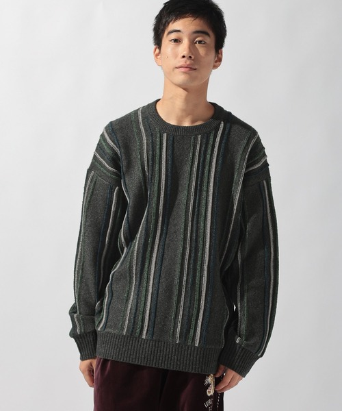 niko and...（ニコアンド）の「モールストライプニットプルオーバー（ニット/セーター・メンズ・ブラウン/ベージュ/チャコール・MEDIUM/LARGE）」の15枚目の写真