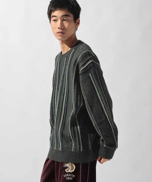 niko and...（ニコアンド）の「モールストライプニットプルオーバー（ニット/セーター・メンズ・ブラウン/ベージュ/チャコール・MEDIUM/LARGE）」の16枚目の写真
