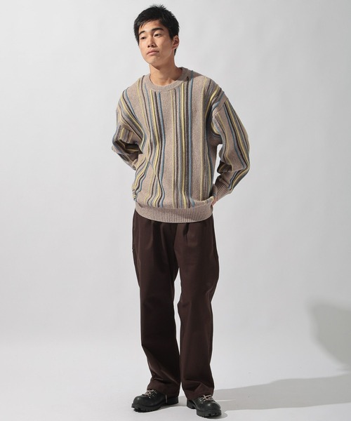 niko and...（ニコアンド）の「モールストライプニットプルオーバー（ニット/セーター・メンズ・ブラウン/ベージュ/チャコール・MEDIUM/LARGE）」の20枚目の写真