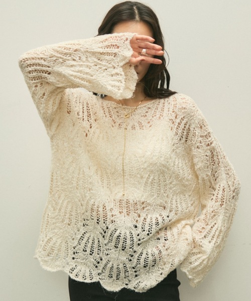 【HBEAUTY&YOUTH】セーター ニット KNIT WOOL100 L THE CASUAL｜ピリング（毛玉）防止加工 ワッフル編み クルー