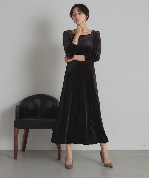 ベロアロングワンピース（ワンピース）｜&. NOSTALGIA（アンドドット
