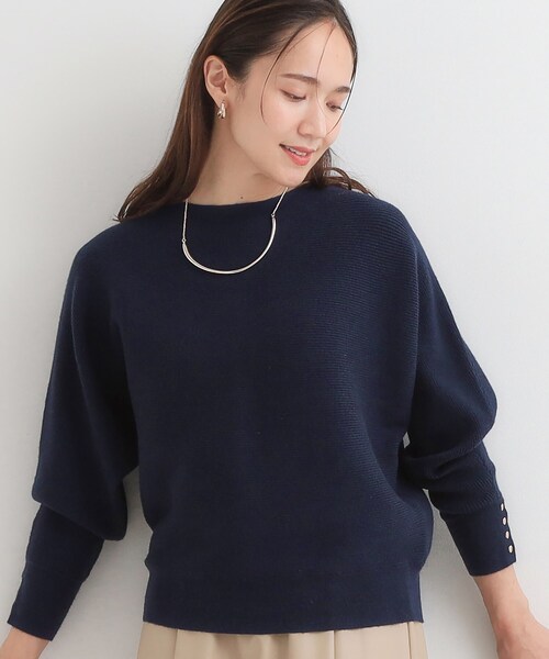 DRESKIP（ドレスキップ）の「【洗濯機可/体型カバー】お袖ボタン リブドルマンニット（ニット/セーター・レディース・ブラック/ネイビー系5/グレー/ブルー/イエロー/ベージュ/ボルドー/ダークブラウン系7/スモーキーグリーン系8/パープル系1・00）」の7枚目の写真