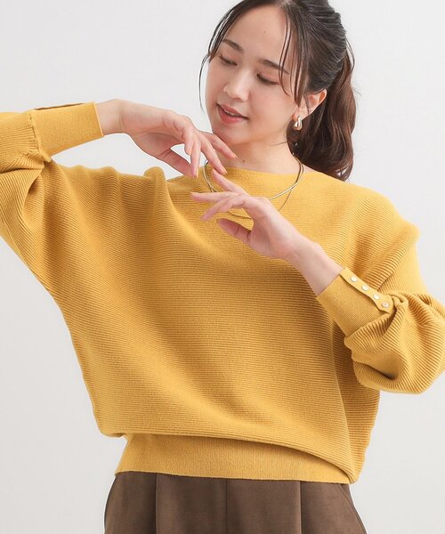 DRESKIP（ドレスキップ）の「【洗濯機可/体型カバー】お袖ボタン リブドルマンニット（ニット/セーター・レディース・ブラック/ネイビー系5/グレー/ブルー/イエロー/ベージュ/ボルドー/ダークブラウン系7/スモーキーグリーン系8/パープル系1・00）」の9枚目の写真