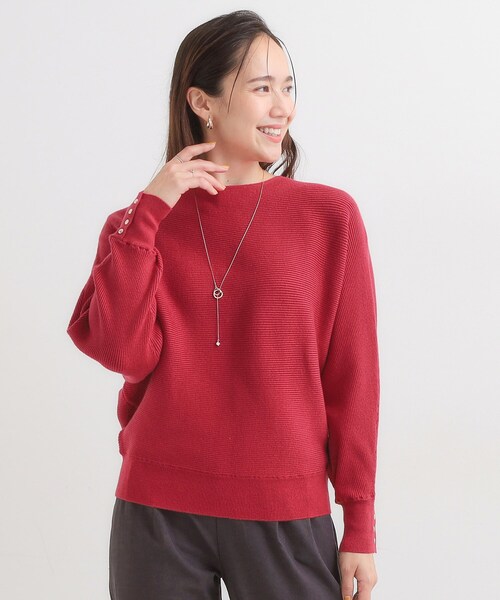 DRESKIP（ドレスキップ）の「【洗濯機可/体型カバー】お袖ボタン リブドルマンニット（ニット/セーター・レディース・ブラック/ネイビー系5/グレー/ブルー/イエロー/ベージュ/ボルドー/ダークブラウン系7/スモーキーグリーン系8/パープル系1・00）」の11枚目の写真