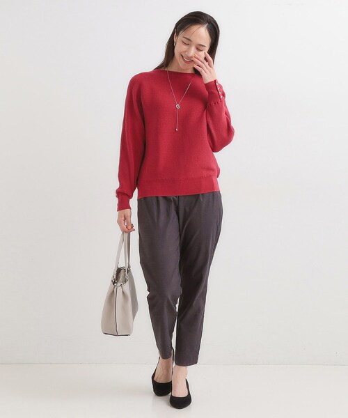 DRESKIP（ドレスキップ）の「【洗濯機可/体型カバー】お袖ボタン リブドルマンニット（ニット/セーター・レディース・ブラック/ネイビー系5/グレー/ブルー/イエロー/ベージュ/ボルドー/ダークブラウン系7/スモーキーグリーン系8/パープル系1・00）」の13枚目の写真