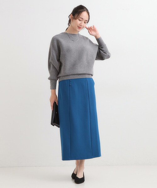 DRESKIP（ドレスキップ）の「【洗濯機可/体型カバー】お袖ボタン リブドルマンニット（ニット/セーター・レディース・ブラック/ネイビー系5/グレー/ブルー/イエロー/ベージュ/ボルドー/ダークブラウン系7/スモーキーグリーン系8/パープル系1・00）」の17枚目の写真