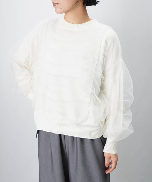 LUCA/LADY LUCK LUCA（ルカ/レディラックルカ）の「LC/LLL チュールラッピングニットプルオーバー（ニット/セーター・レディース・ブラック/アイボリー・FREE）」の5枚目の写真